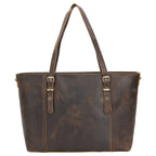 TIDING Festival Gift Christmas Custom Logo Retro Crazy Horse Leather Handbag Lady Brown Shoulder Bag Women Leather Tote Bag -  by Handbags Specialist Headquarter | Available at Handbags Specialist Headquarter