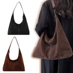 New Large Capacity Handheld Shoulder Suede Leather Bag with Deer Skin Velvet Retro, Small Versatile Bucket for Women Work - Handbags by Handbags Specialist Headquarter | Available at Handbags Specialist Headquarter