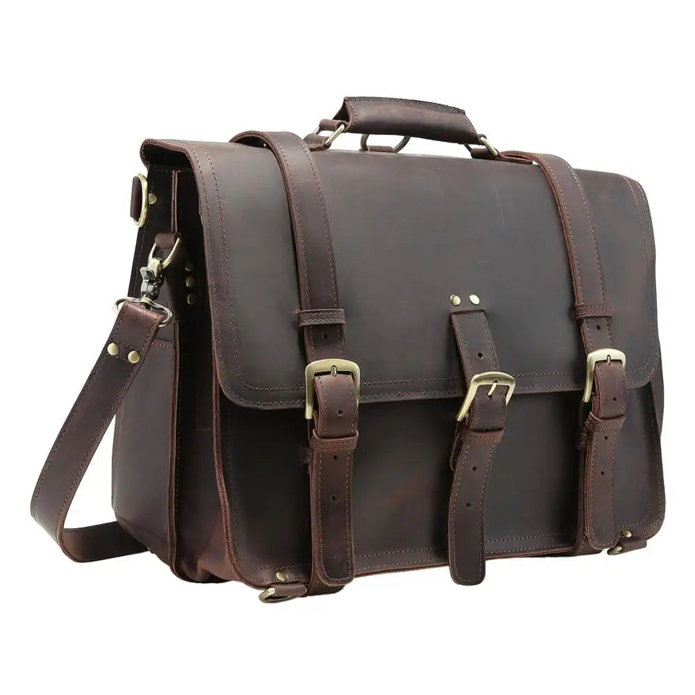 Tiding Handmade Vintage Style Genuine Leather Men's Laptop Briefcase Handbag Messenger Bag for Business Men 17 Inch Laptop Bag - Handbags by Handbags Specialist Headquarter | Available at Handbags Specialist Headquarter