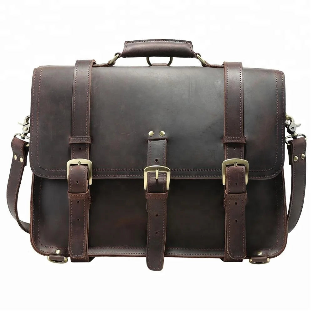 Tiding Handmade Vintage Style Genuine Leather Men's Laptop Briefcase Handbag Messenger Bag for Business Men 17 Inch Laptop Bag - Handbags by Handbags Specialist Headquarter | Available at Handbags Specialist Headquarter