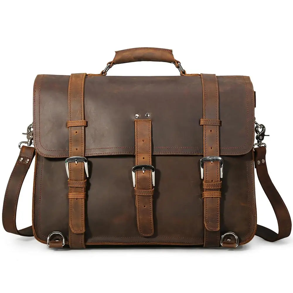 Tiding Handmade Vintage Style Genuine Leather Men's Laptop Briefcase Handbag Messenger Bag for Business Men 17 Inch Laptop Bag - Handbags by Handbags Specialist Headquarter | Available at Handbags Specialist Headquarter
