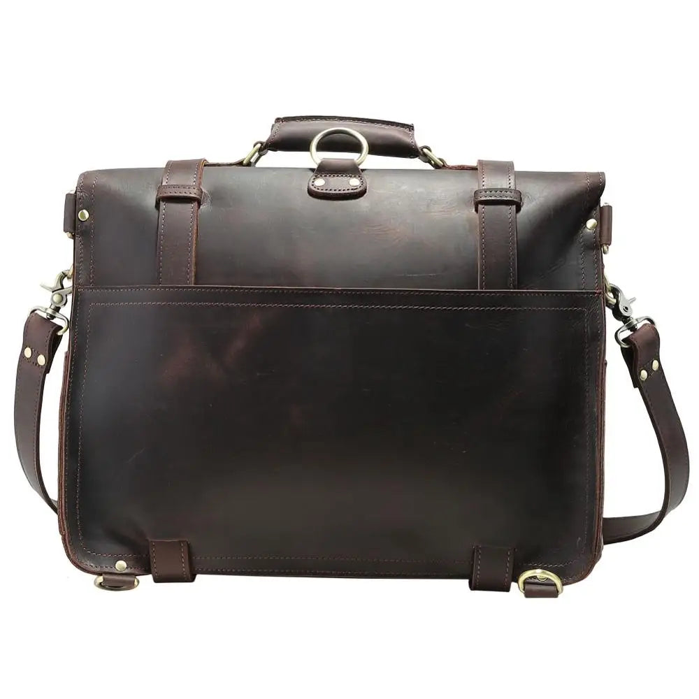 Tiding Handmade Vintage Style Genuine Leather Men's Laptop Briefcase Handbag Messenger Bag for Business Men 17 Inch Laptop Bag - Handbags by Handbags Specialist Headquarter | Available at Handbags Specialist Headquarter