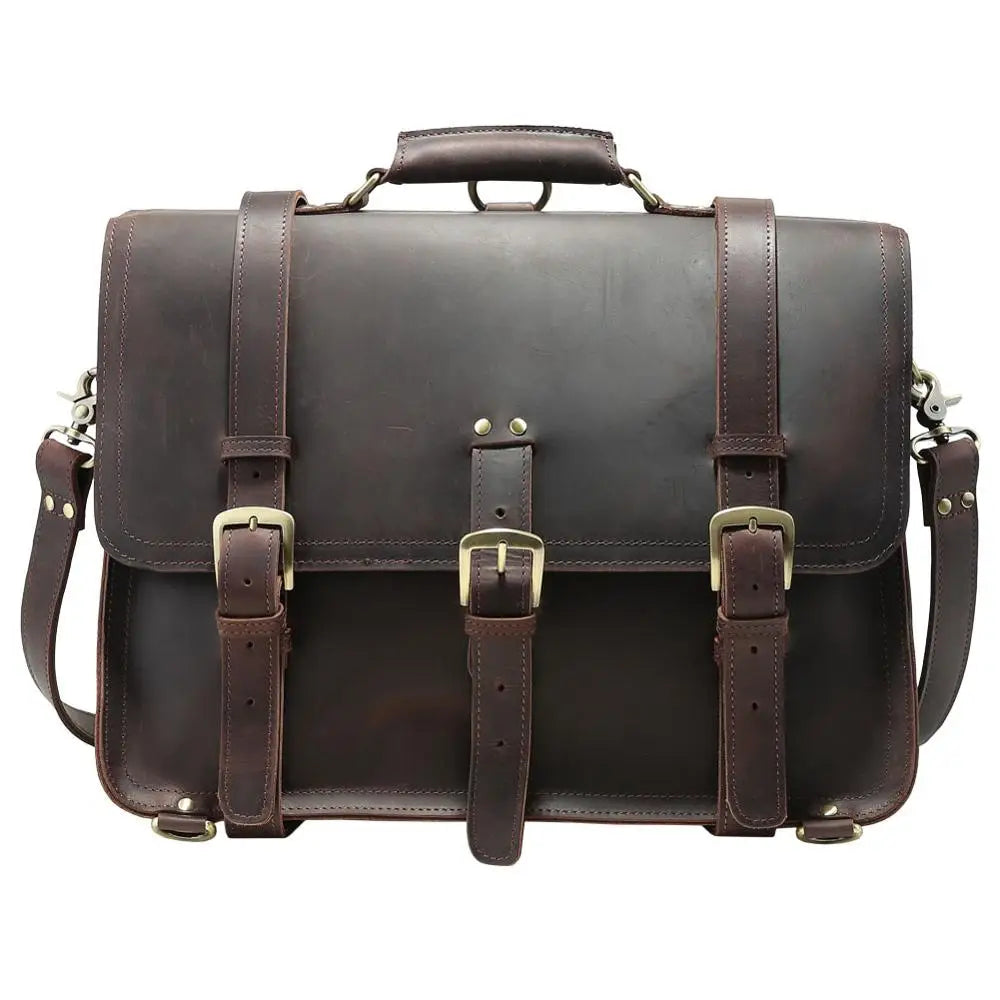 Tiding Handmade Vintage Style Genuine Leather Men's Laptop Briefcase Handbag Messenger Bag for Business Men 17 Inch Laptop Bag - Handbags by Handbags Specialist Headquarter | Available at Handbags Specialist Headquarter