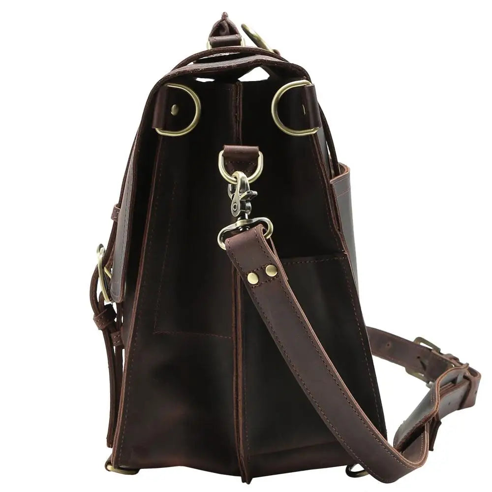 Tiding Handmade Vintage Style Genuine Leather Men's Laptop Briefcase Handbag Messenger Bag for Business Men 17 Inch Laptop Bag - Handbags by Handbags Specialist Headquarter | Available at Handbags Specialist Headquarter