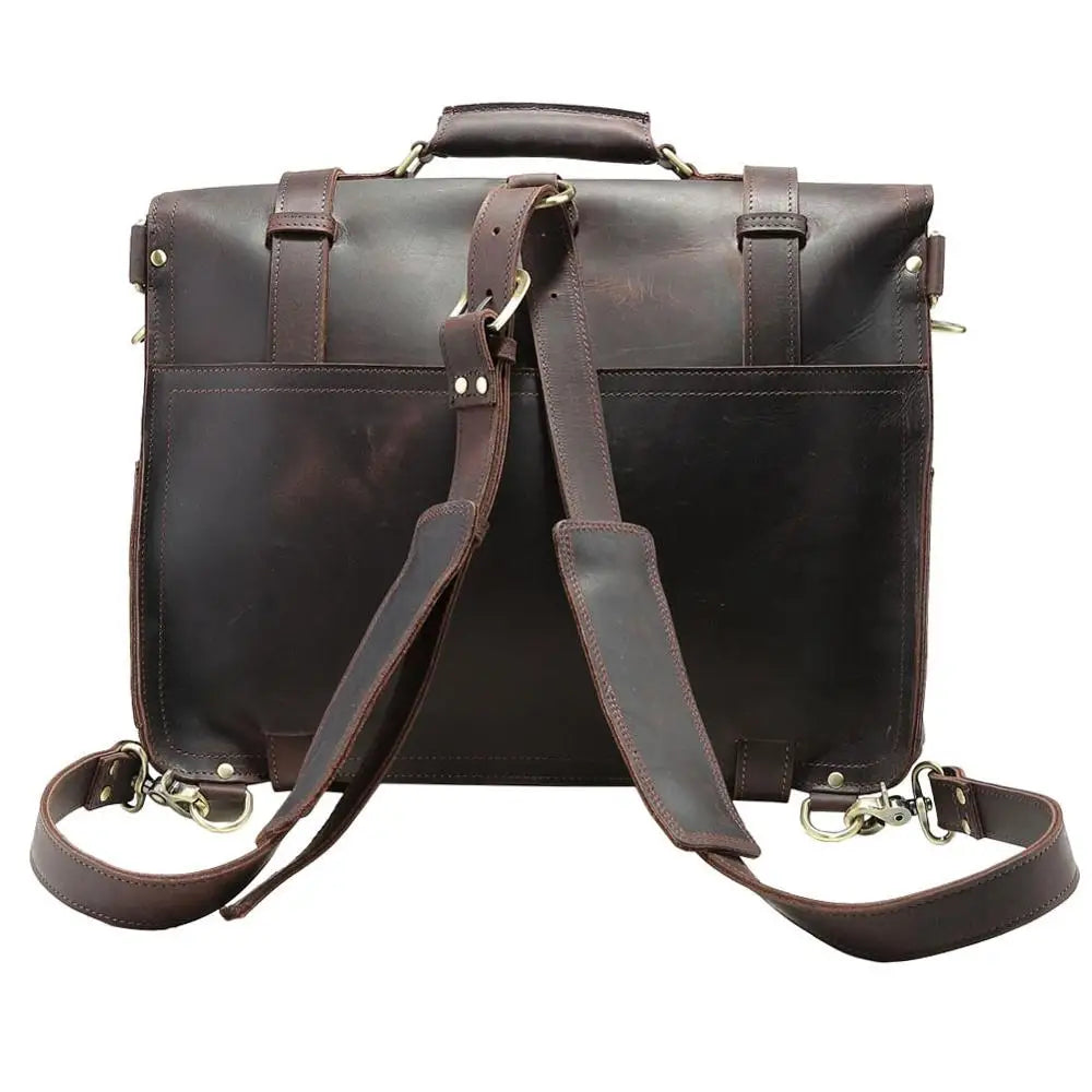 Tiding Handmade Vintage Style Genuine Leather Men's Laptop Briefcase Handbag Messenger Bag for Business Men 17 Inch Laptop Bag - Handbags by Handbags Specialist Headquarter | Available at Handbags Specialist Headquarter