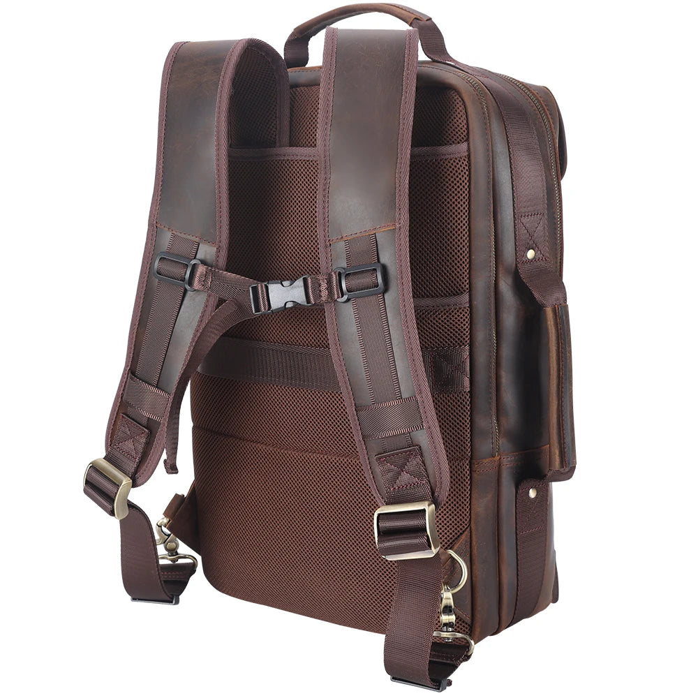 New Design Full Grain Genuine Crazy Horse Leather Backpack Genuine Leather Travel Backpack - Backpack Bags by Handbags Specialist Headquarter | Available at Handbags Specialist Headquarter