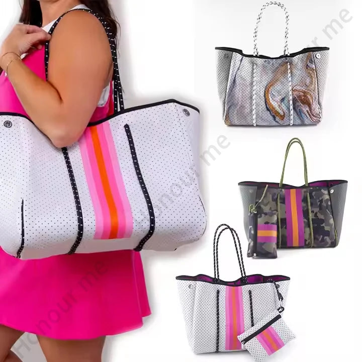 Hot Selling Women Handbags Ladies Perforated Carrying Sea Neoprene Beach Handbag Summer Neoprene Bags for Women - Handbags by Handbags Specialist Headquarter | Available at Handbags Specialist Headquarter