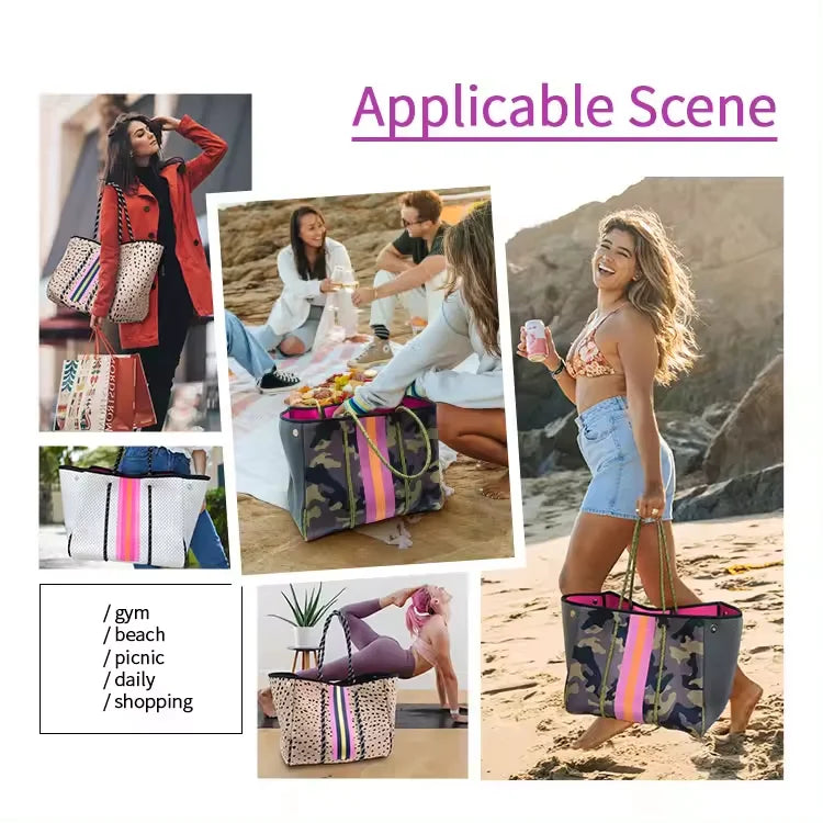 Hot Selling Women Handbags Ladies Perforated Carrying Sea Neoprene Beach Handbag Summer Neoprene Bags for Women - Handbags by Handbags Specialist Headquarter | Available at Handbags Specialist Headquarter