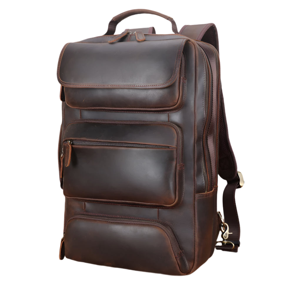 New Design Full Grain Genuine Crazy Horse Leather Backpack Genuine Leather Travel Backpack - Backpack Bags by Handbags Specialist Headquarter | Available at Handbags Specialist Headquarter