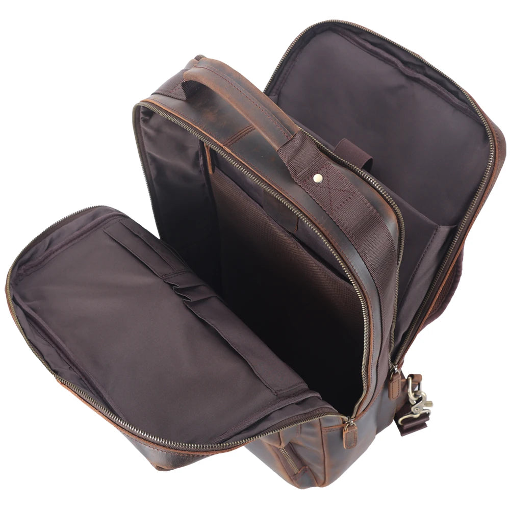 New Design Full Grain Genuine Crazy Horse Leather Backpack Genuine Leather Travel Backpack - Backpack Bags by Handbags Specialist Headquarter | Available at Handbags Specialist Headquarter