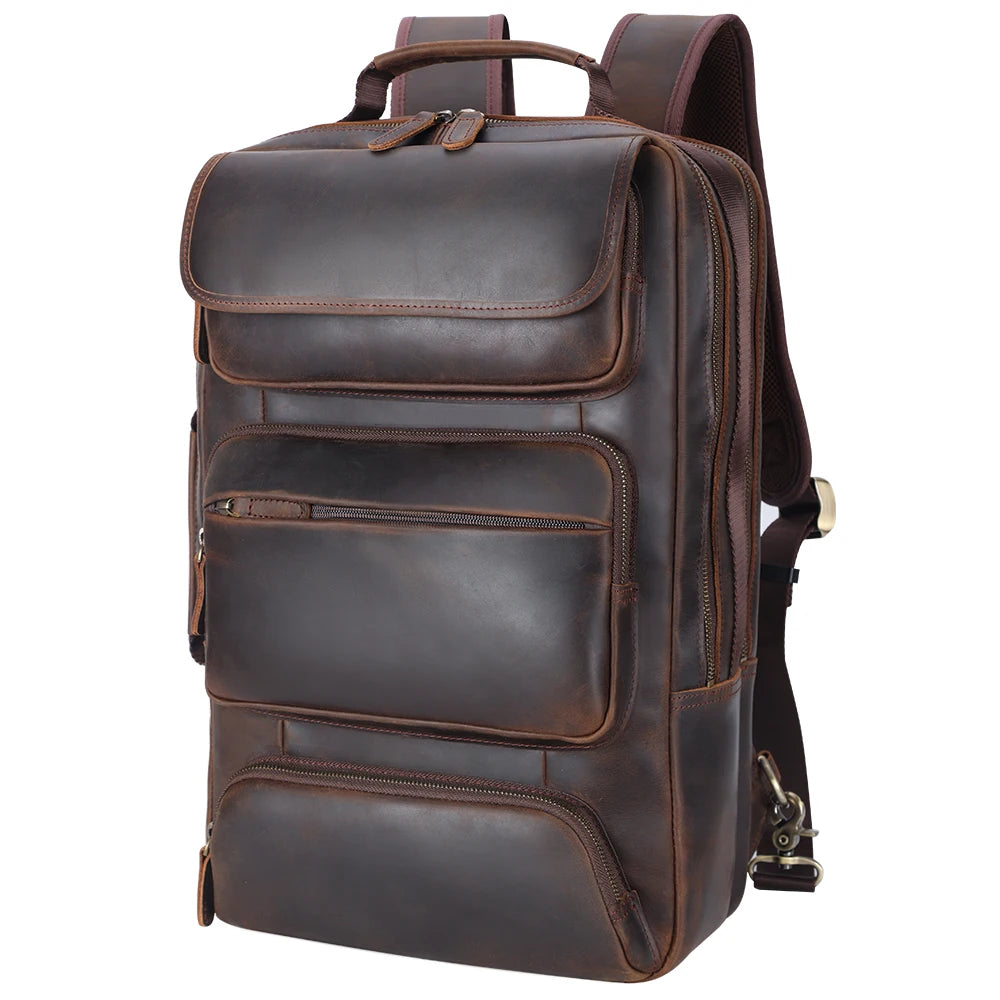 New Design Full Grain Genuine Crazy Horse Leather Backpack Genuine Leather Travel Backpack - Backpack Bags by Handbags Specialist Headquarter | Available at Handbags Specialist Headquarter