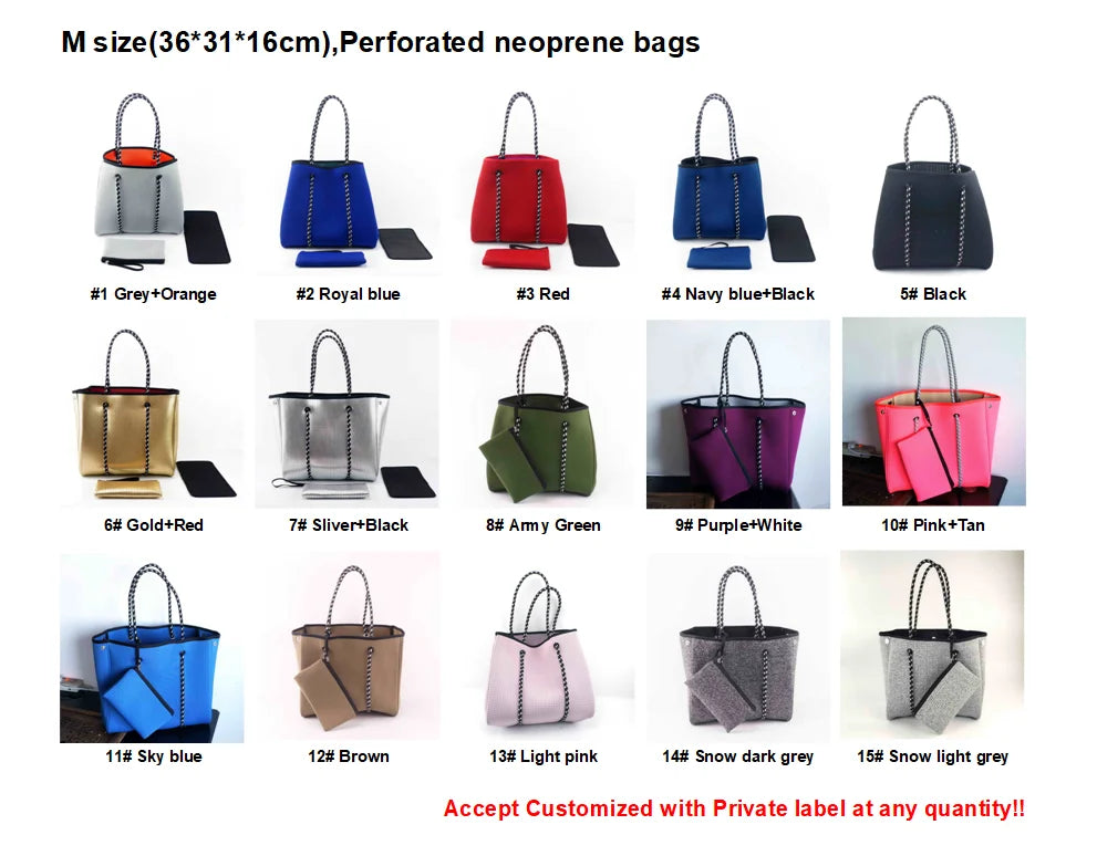 Hot Selling Women Handbags Ladies Perforated Carrying Sea Neoprene Beach Handbag Summer Neoprene Bags for Women - Handbags by Handbags Specialist Headquarter | Available at Handbags Specialist Headquarter