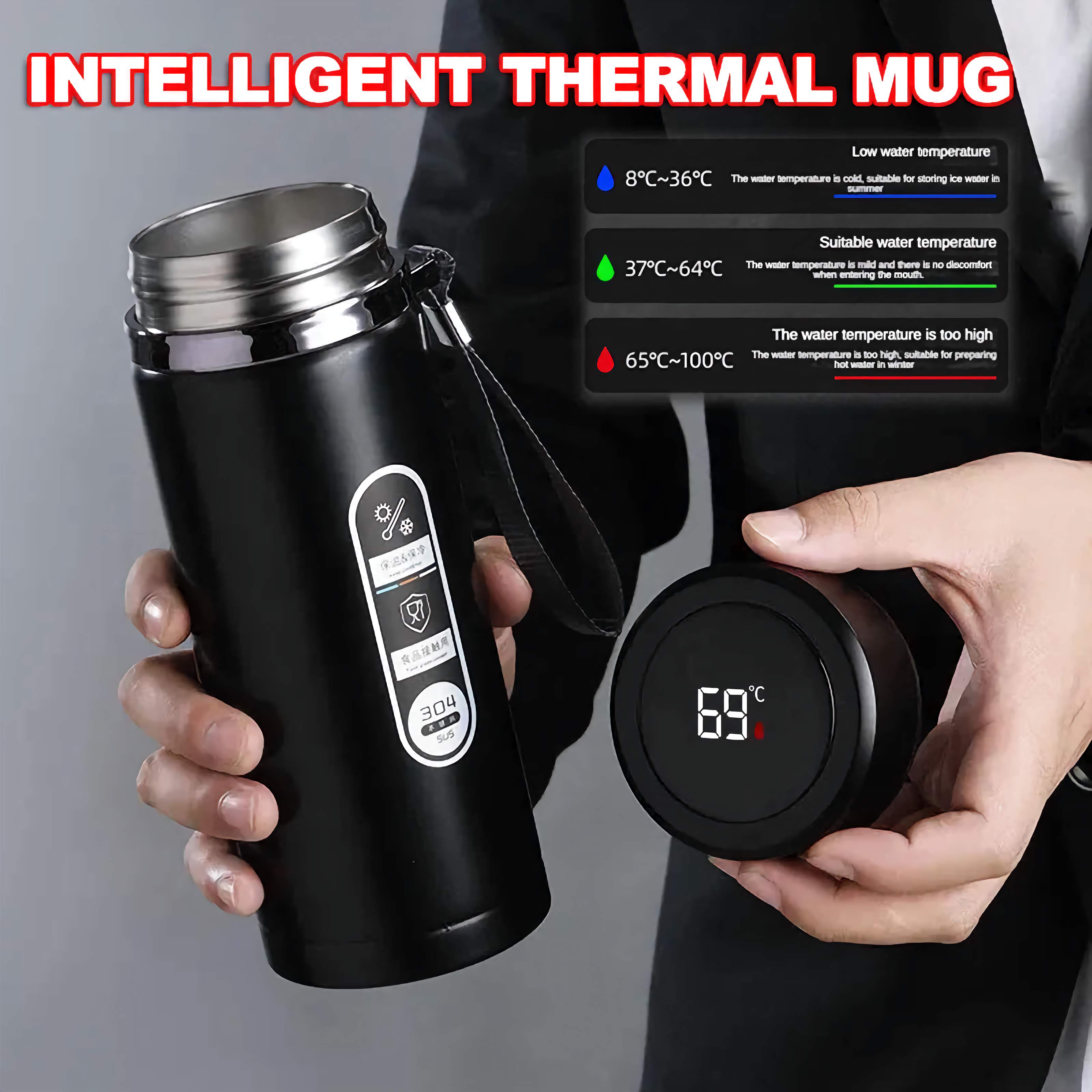 500ml-1L Stainless Steel Thermos Bottle - LED Temperature Display Vacuum Flask - Water Bottles by Shop1104693174 Store | Available at Handbags Specialist Headquarter