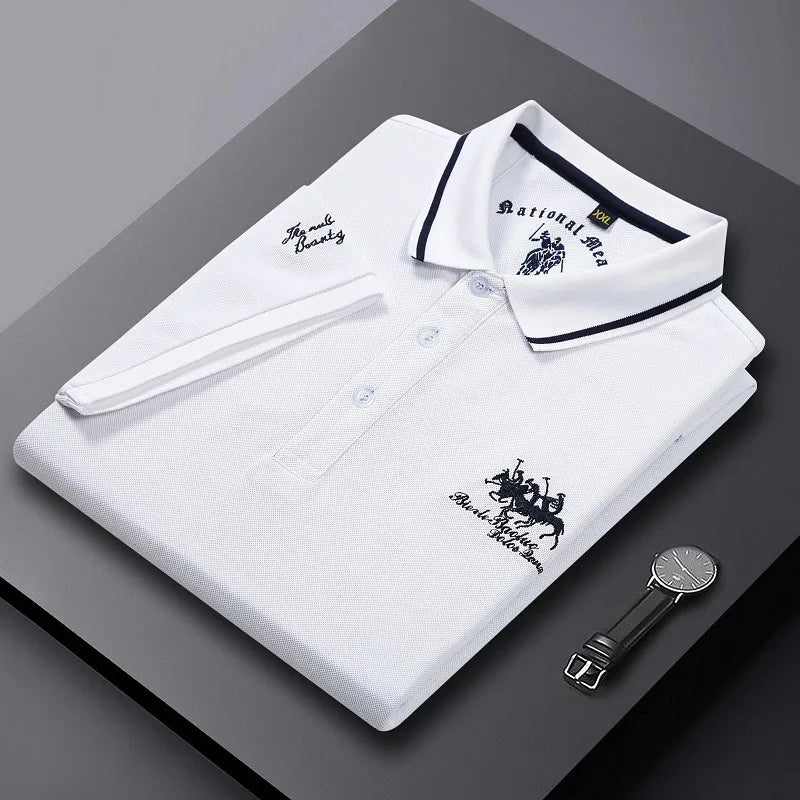 New Summer Korean Embroidered Polo Shirt Men's Luxury Top Casual Lapel Short Sleeve T-shirt Fashion Anti-wrinkle Men T Shirt - Men's Polo shirt by Handbags Specialist Headquarter | Available at Handbags Specialist Headquarter