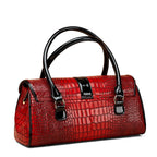 Aidrani Croc-Embossed Patent Leather Barrel Bag