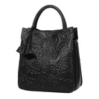 Aidrani Floral Print Cowhide Leather Tote Bag
