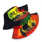 Rasta lion reversible bucket hat with One Love print and outdoor sun protection