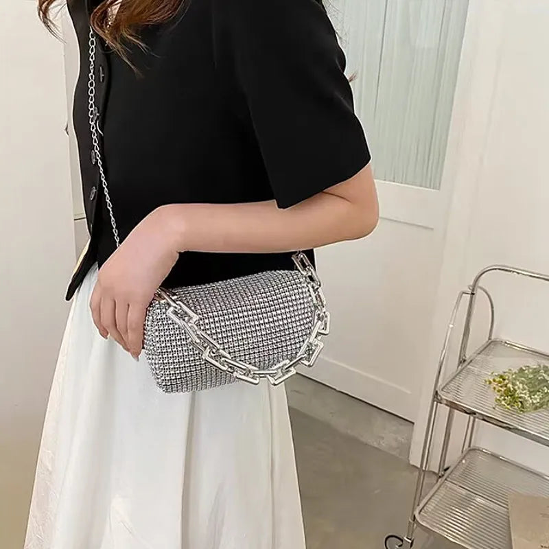 Rhinestone Bucket Bag - Glittering Evening Accessory - Crossbody Bags by Shop1103841340 Store | Available at Handbags Specialist Headquarter