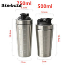 500ML/750ML Stainless Steel Protein Powder Shaker Bottle with Steel Ball and Scale Leak Proof Gym Fitness Sport Whey Shakes Cup - Water Bottles by Stone's Store | Available at Handbags Specialist Headquarter