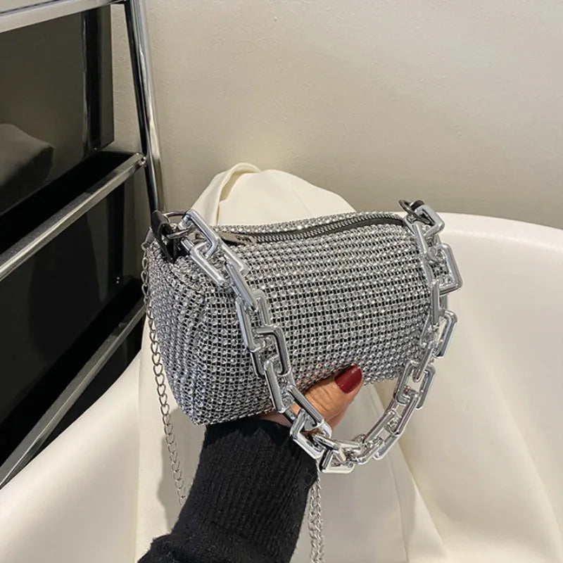 Rhinestone Bucket Bag - Glittering Evening Accessory - Crossbody Bags by Shop1103841340 Store | Available at Handbags Specialist Headquarter