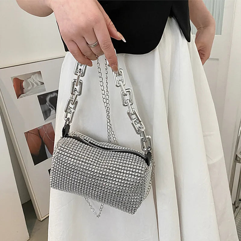 Rhinestone Bucket Bag - Glittering Evening Accessory - Crossbody Bags by Shop1103841340 Store | Available at Handbags Specialist Headquarter