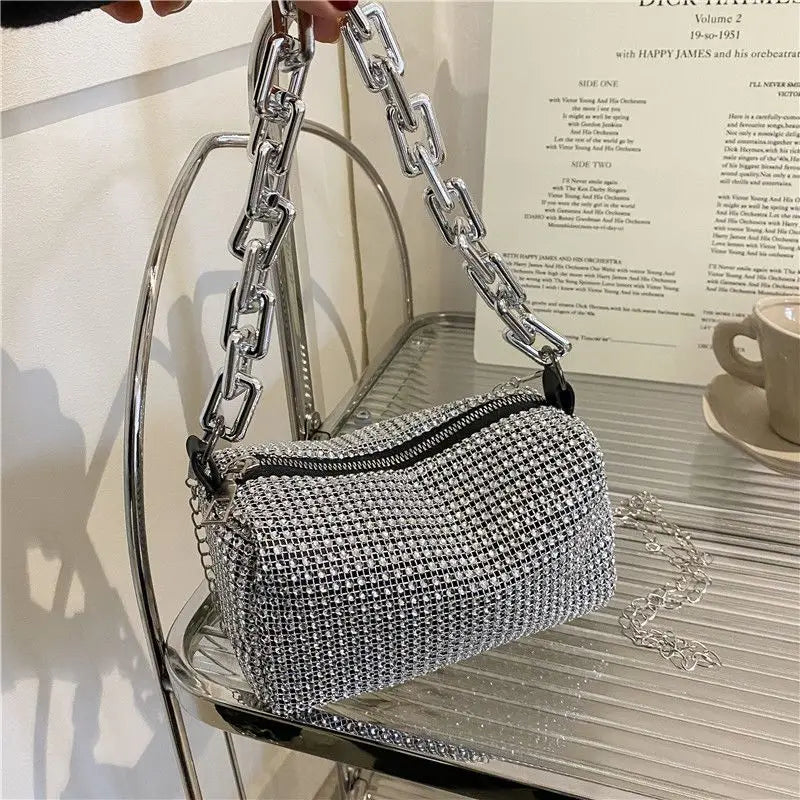 Rhinestone Bucket Bag - Glittering Evening Accessory - Crossbody Bags by Shop1103841340 Store | Available at Handbags Specialist Headquarter