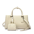 Genuine leather women's shoulder and crossbody tote with matching wallet, large capacity oxhide bag