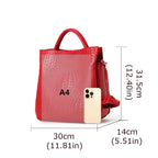 Aidrani genuine leather women's handbag with woven pattern and large interior capacity