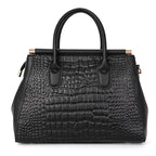 Aidrani Black Crocodile Pattern Large Handbag