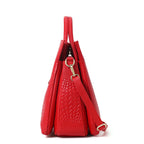 Aidrani genuine leather women's handbag with woven pattern and large interior capacity