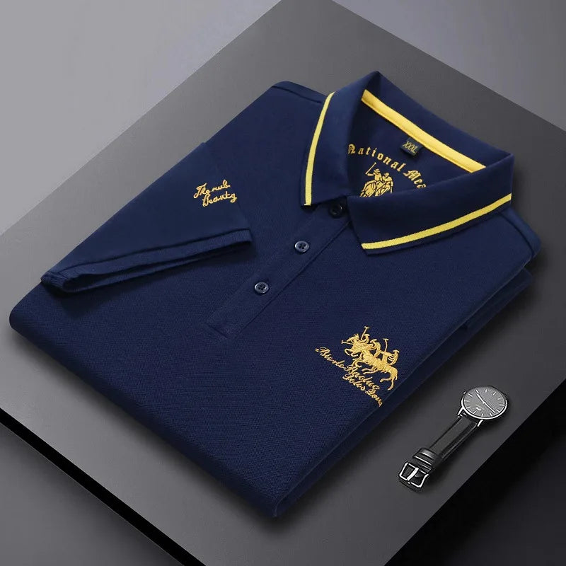 New Summer Korean Embroidered Polo Shirt Men's Luxury Top Casual Lapel Short Sleeve T-shirt Fashion Anti-wrinkle Men T Shirt - Men's Polo shirt by Handbags Specialist Headquarter | Available at Handbags Specialist Headquarter