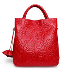 Aidrani Floral Print Cowhide Leather Tote Bag