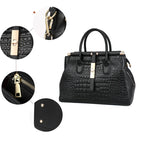 Aidrani Black Crocodile Pattern Large Handbag