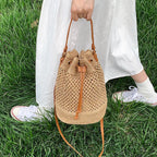 Woven Straw Bag Ladies Bucket Crossbody Bag Summer Beach Bag Retro Travel Shoulder Bags Small Travel Purse and Handbag For Women - Tote Bag by eprolo | Available at Handbags Specialist Headquarter