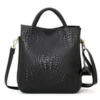 Aidrani genuine leather women's handbag with woven pattern and large interior capacity