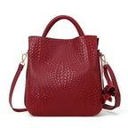 Aidrani genuine leather women's handbag with woven pattern and large interior capacity