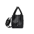 Genuine leather women's shoulder and crossbody tote with matching wallet, large capacity oxhide bag
