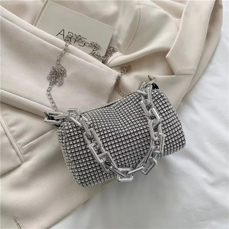 Rhinestone Bucket Bag - Glittering Evening Accessory - Crossbody Bags by Shop1103841340 Store | Available at Handbags Specialist Headquarter