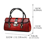 Aidrani Croc-Embossed Patent Leather Barrel Bag