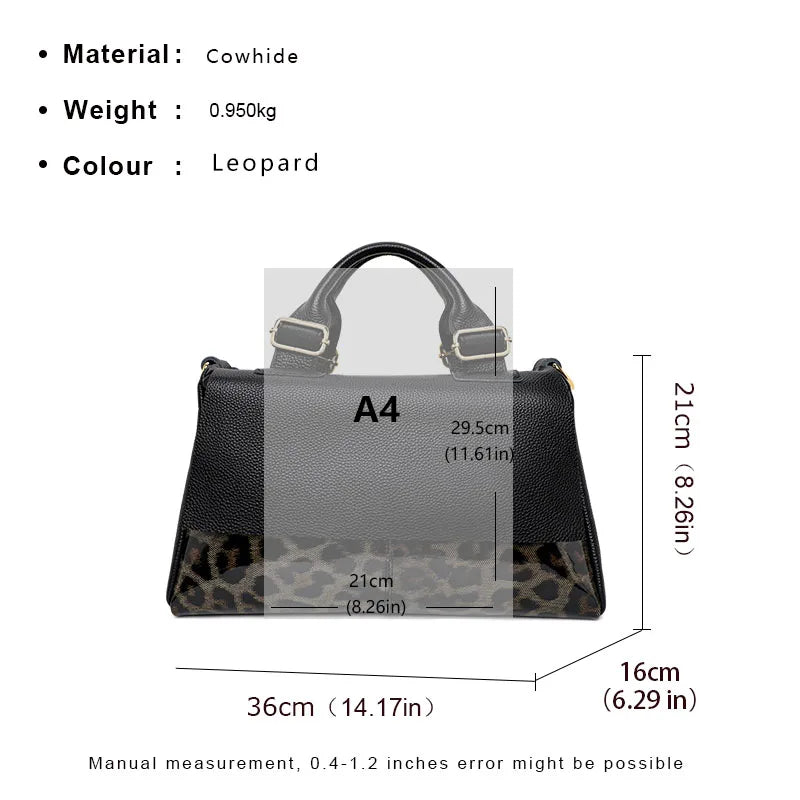 Aidrani Leopard Print Genuine Leather Women's Handbag