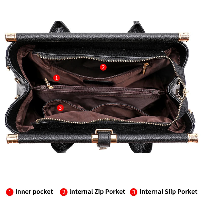 Aidrani Black Crocodile Pattern Large Handbag