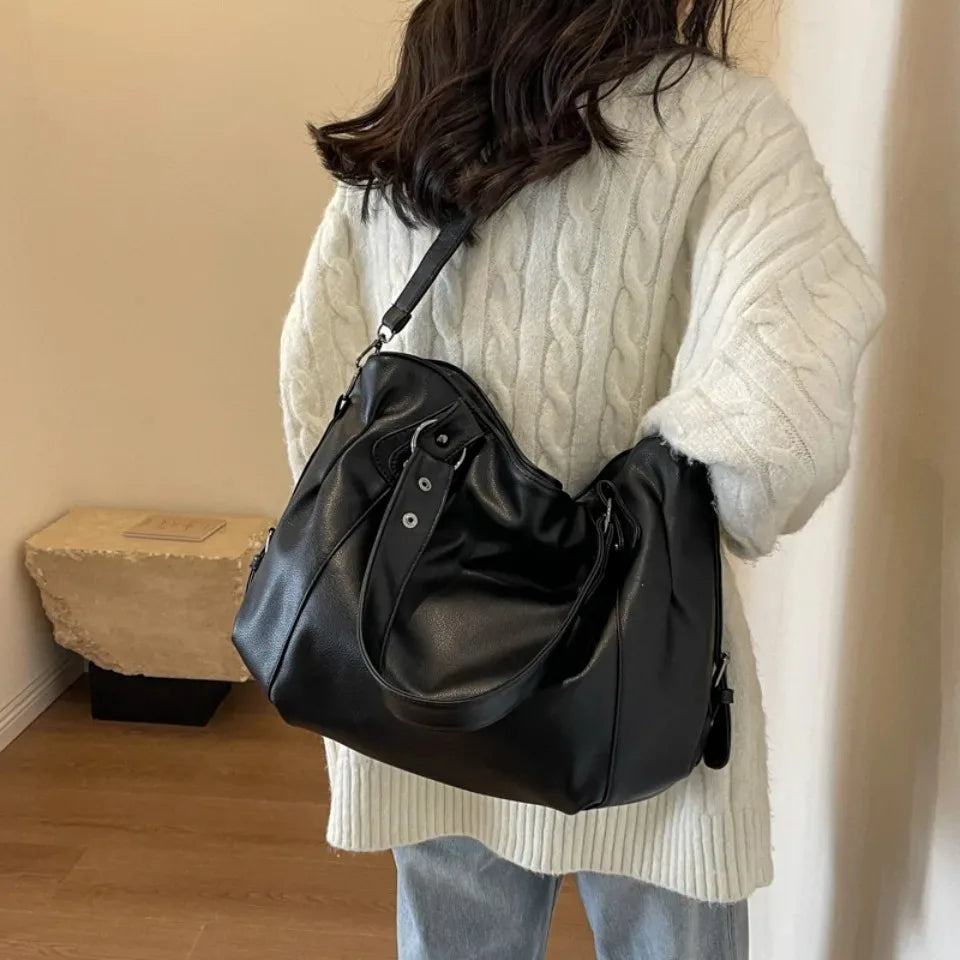 Women’s Large Capacity PU Leather Tote – Laptop & Work Handbag
