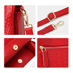 Aidrani genuine leather women's handbag with woven pattern and large interior capacity