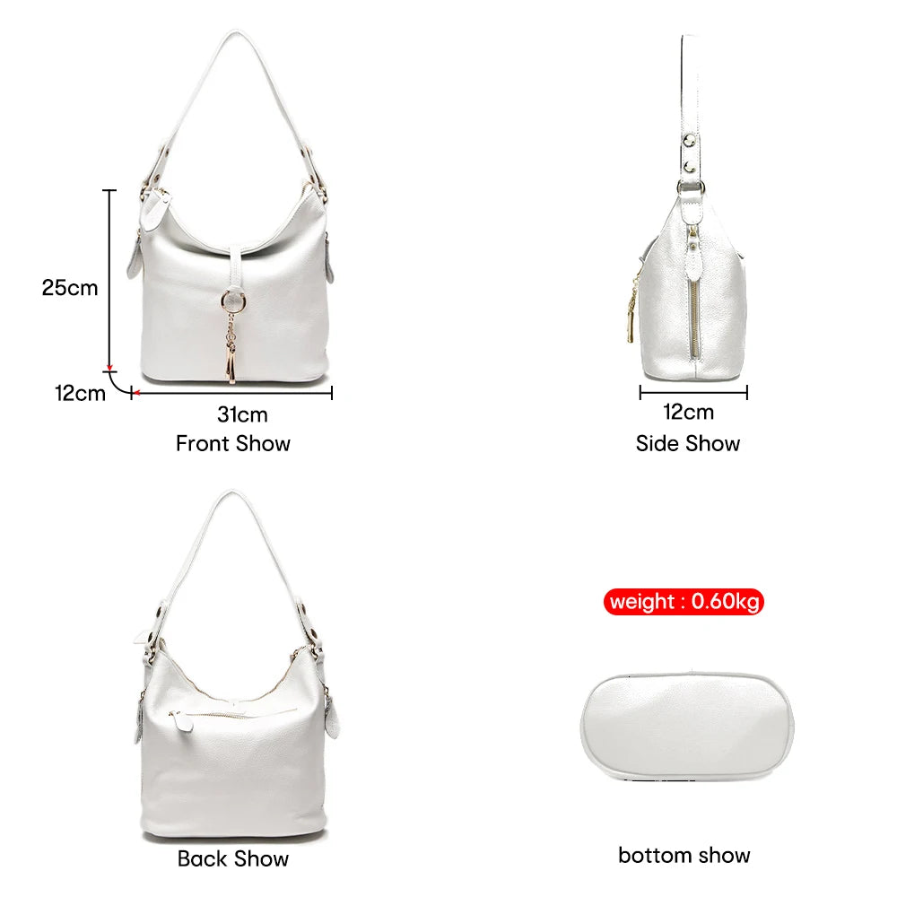 Zency Genuine Leather Hobo Handbag – Medium Shoulder & Crossbody Bag