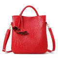 Aidrani genuine leather women's handbag with woven pattern and large interior capacity