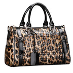 Leopard Print Cowhide Handbag for Women
