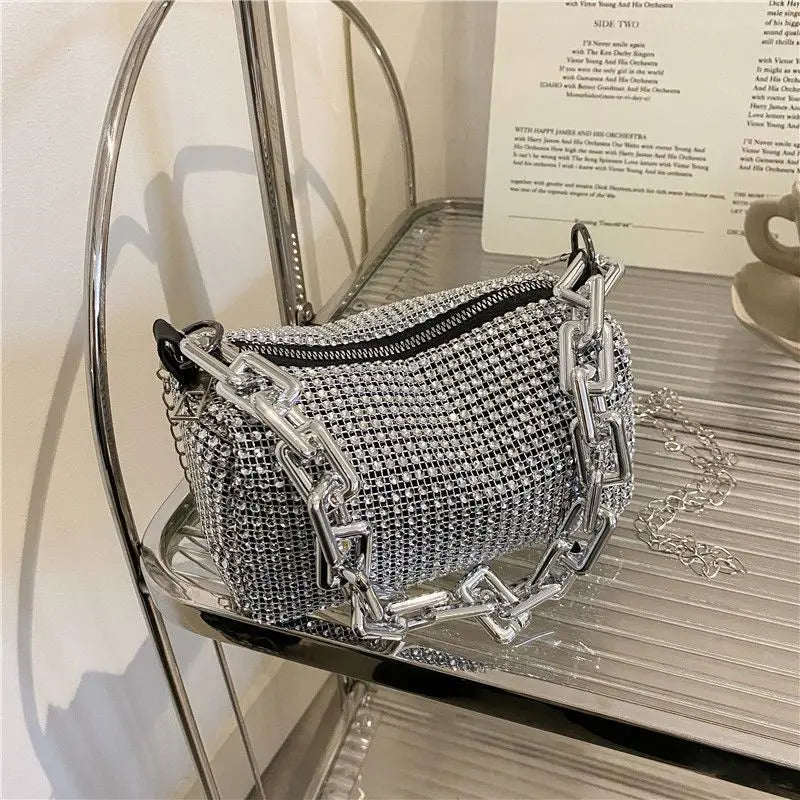 Rhinestone Bucket Bag - Glittering Evening Accessory - Crossbody Bags by Shop1103841340 Store | Available at Handbags Specialist Headquarter