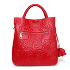 Aidrani Floral Print Cowhide Leather Tote Bag