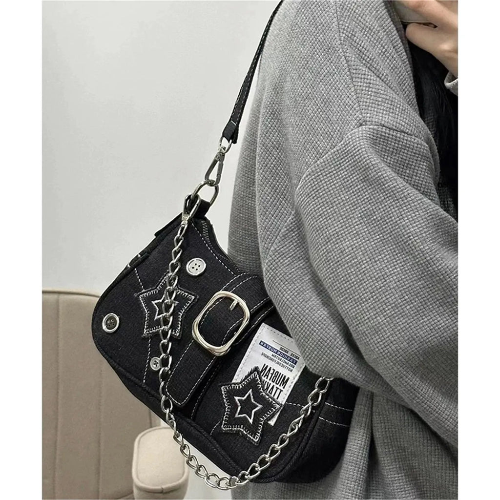 Y2K Stars Canvas Underarm Shoulder Bag