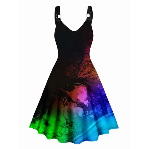 Dressfo Women's Summer Dresses Halloween Rose Injured Skull Print Hem -  by Dressfo Gothic Clothing Store | Available at Handbags Specialist Headquarter